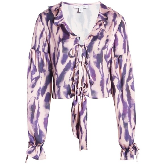 Topshop Tie Dye Printed Fill Jacket in Purple size 4 - Picture 3 of 11